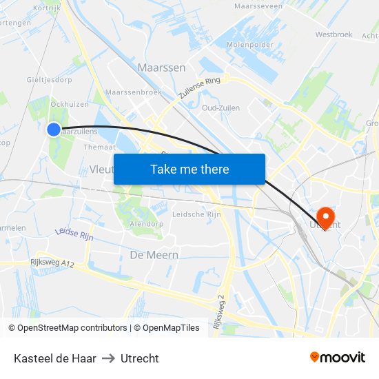 Kasteel de Haar to Utrecht map