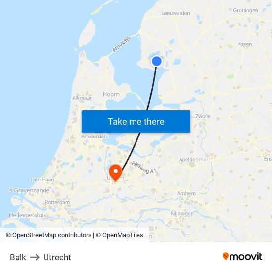 Balk to Utrecht map