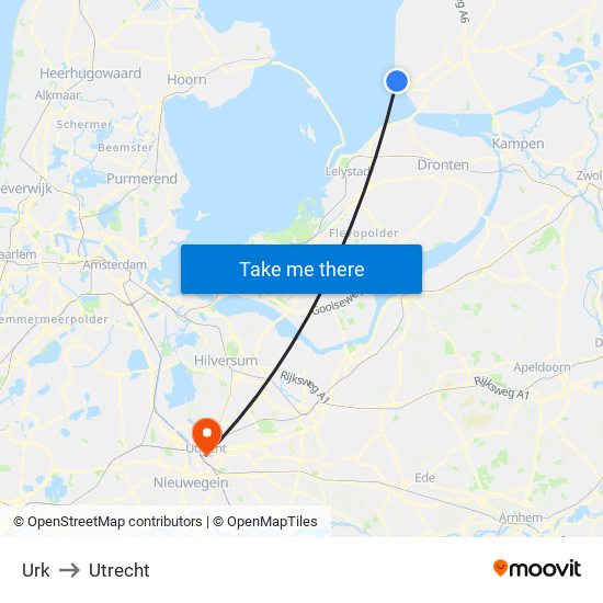 Urk to Utrecht map