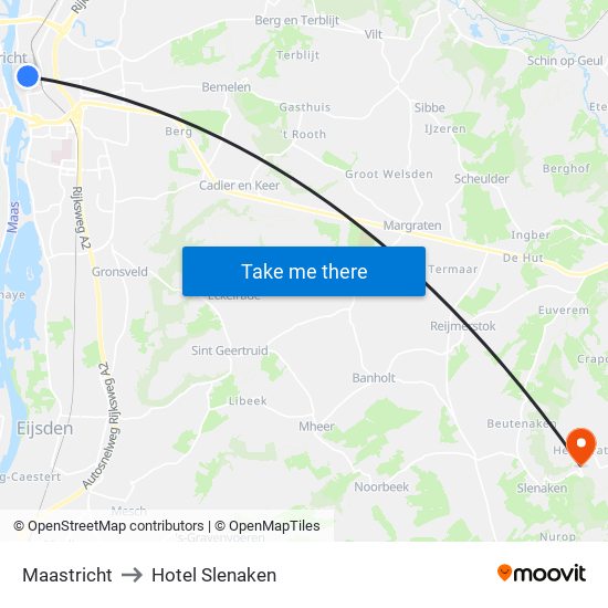 Maastricht to Hotel Slenaken map