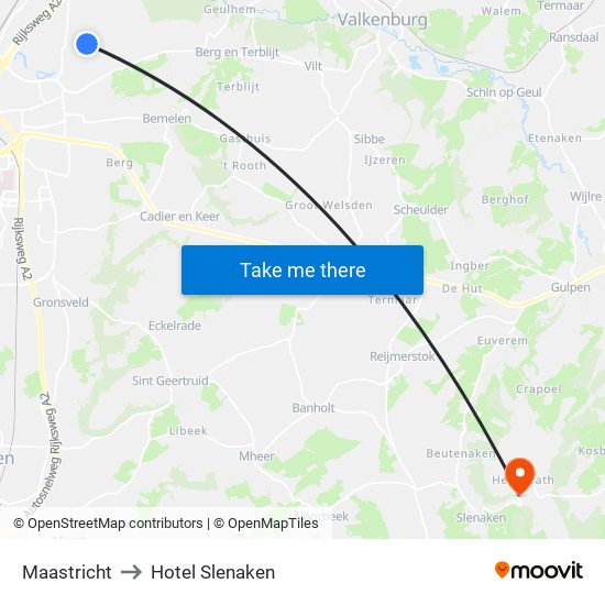 Maastricht to Hotel Slenaken map