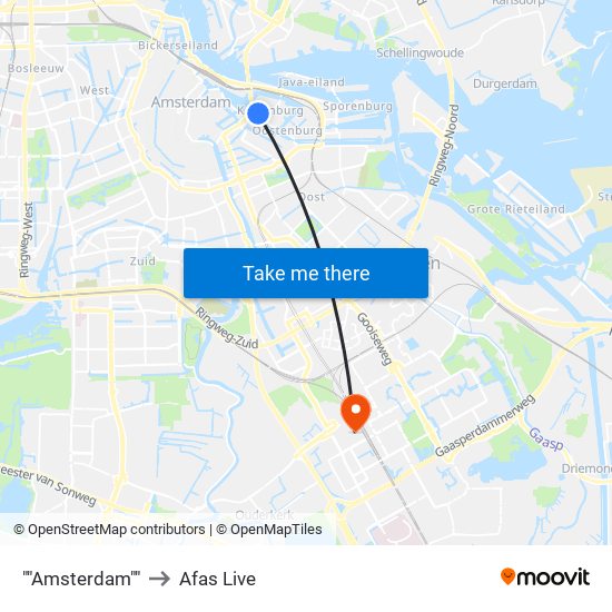 ""Amsterdam"" to Afas Live map