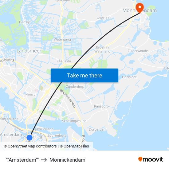 ""Amsterdam"" to Monnickendam map