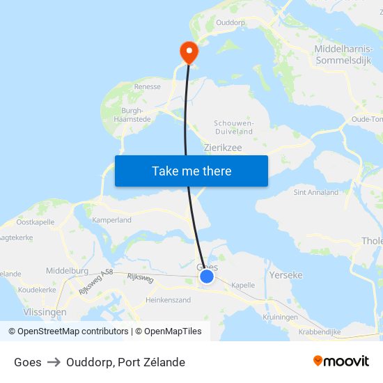 Goes to Ouddorp, Port Zélande map