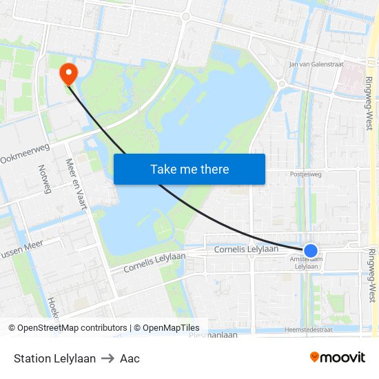 Station Lelylaan to Aac map