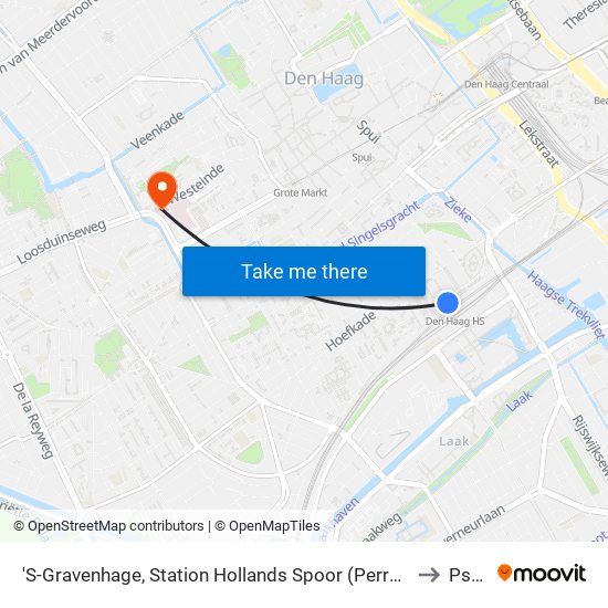 'S-Gravenhage, Station Hollands Spoor (Perron A) to Psyq map