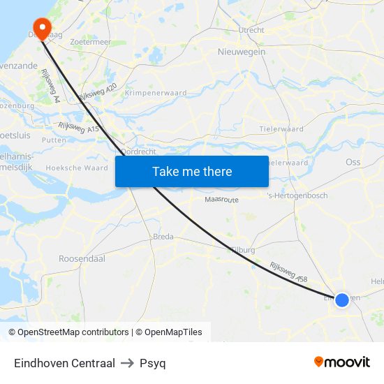 Eindhoven Centraal to Psyq map