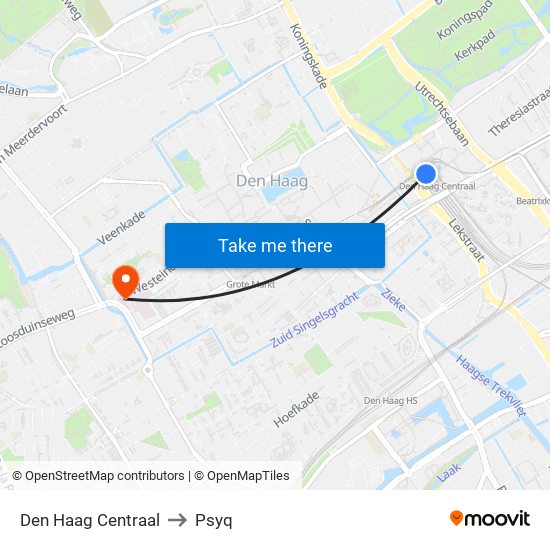 Den Haag Centraal to Psyq map