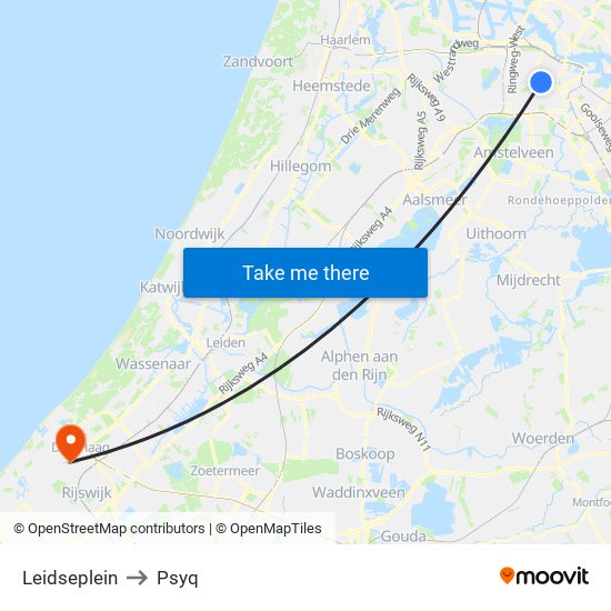 Leidseplein to Psyq map