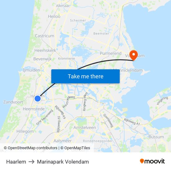 Haarlem to Marinapark Volendam map