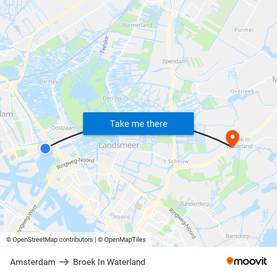 Amsterdam to Broek In Waterland map