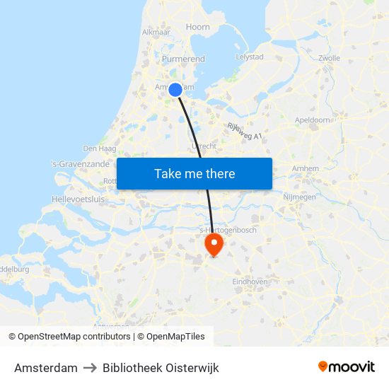 Amsterdam to Bibliotheek Oisterwijk map