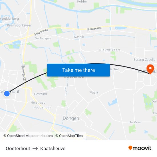 Oosterhout to Kaatsheuvel map