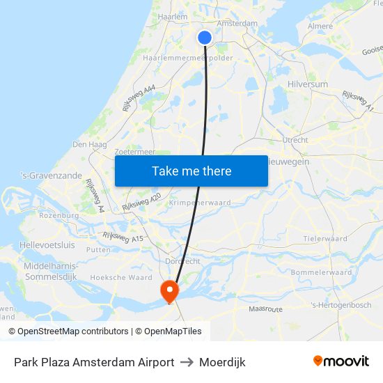 Park Plaza Amsterdam Airport to Moerdijk map