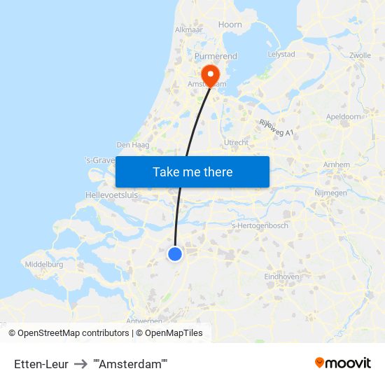 Etten-Leur to ""Amsterdam"" map