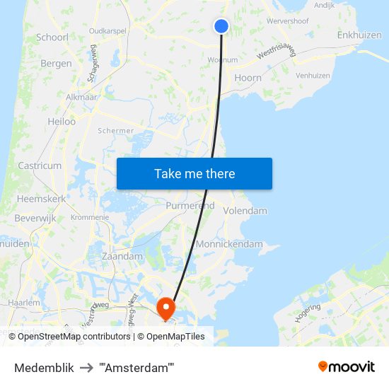 Medemblik to ""Amsterdam"" map