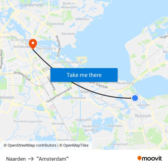 Naarden to ""Amsterdam"" map