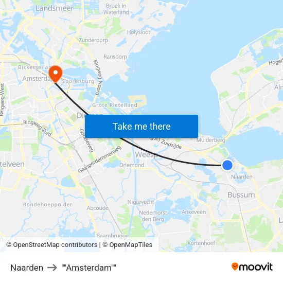 Naarden to ""Amsterdam"" map