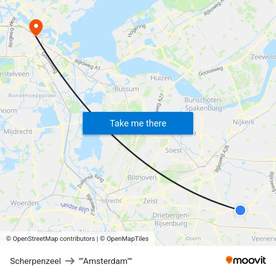 Scherpenzeel to ""Amsterdam"" map