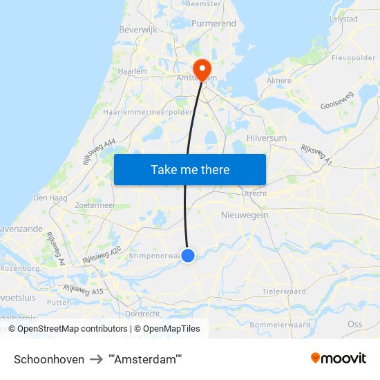 Schoonhoven to ""Amsterdam"" map