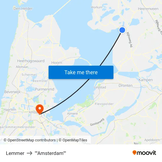 Lemmer to ""Amsterdam"" map