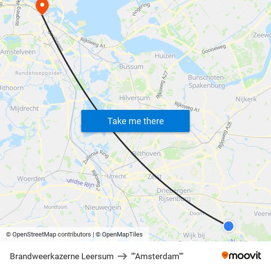 Brandweerkazerne Leersum to ""Amsterdam"" map