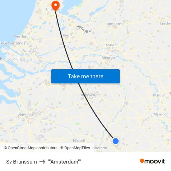 Sv Brunssum to ""Amsterdam"" map