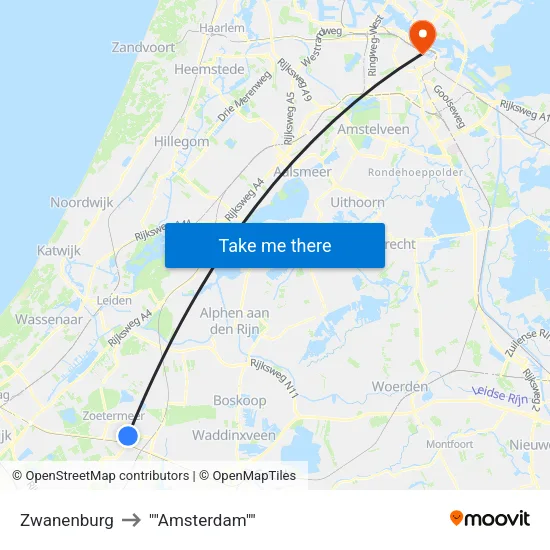 Zwanenburg to ""Amsterdam"" map