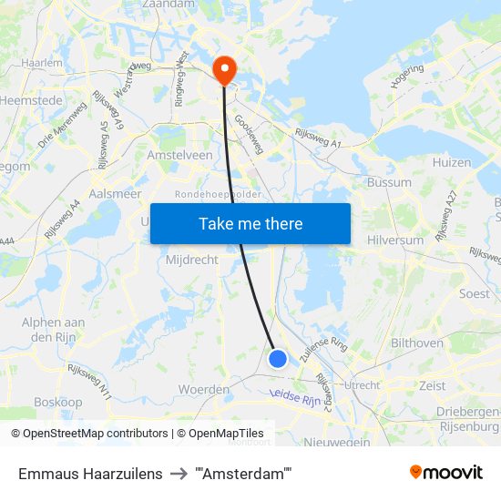 Emmaus Haarzuilens to ""Amsterdam"" map