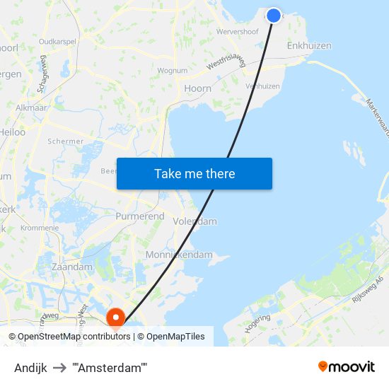 Andijk to ""Amsterdam"" map