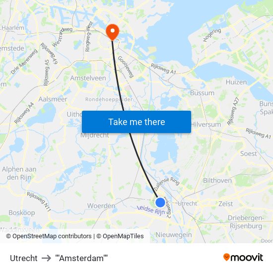 Utrecht to ""Amsterdam"" map