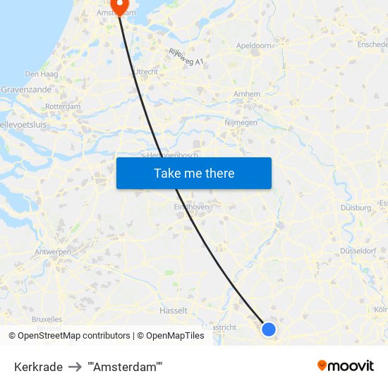 Kerkrade to ""Amsterdam"" map