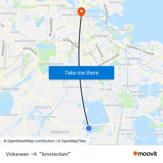 Vinkeveen to ""Amsterdam"" map