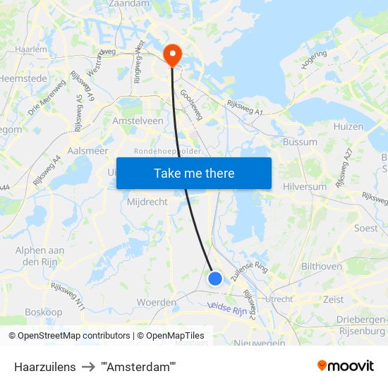 Haarzuilens to ""Amsterdam"" map