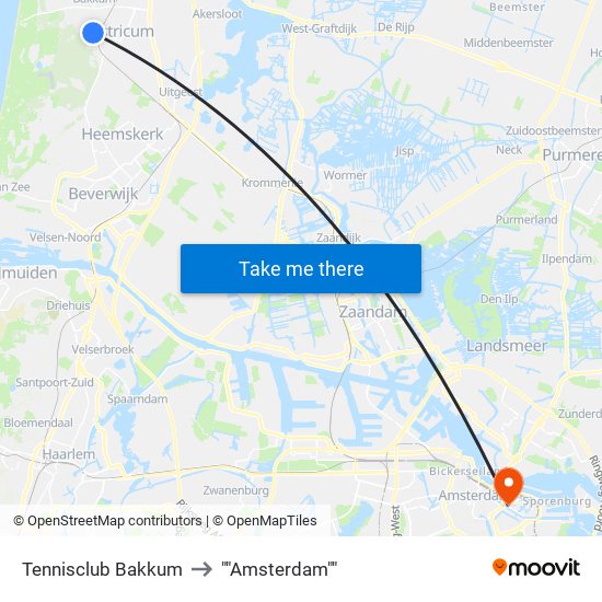 Tennisclub Bakkum to ""Amsterdam"" map