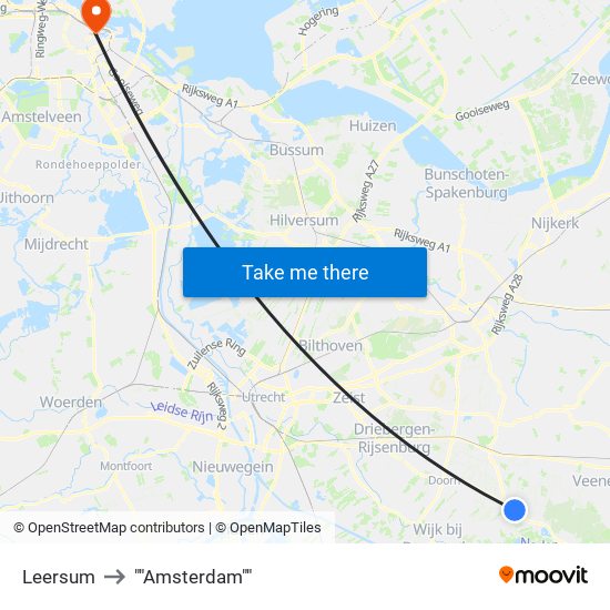 Leersum to ""Amsterdam"" map