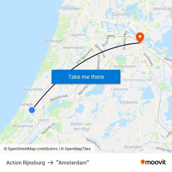 Action Rijnsburg to ""Amsterdam"" map