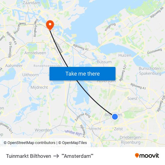 Tuinmarkt Bilthoven to ""Amsterdam"" map