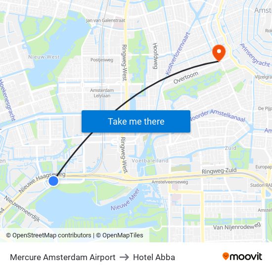 Mercure Amsterdam Airport to Hotel Abba map