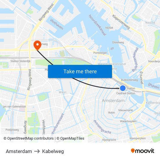 Amsterdam to Kabelweg map