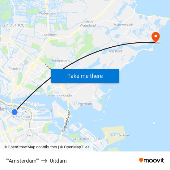 ""Amsterdam"" to Uitdam map