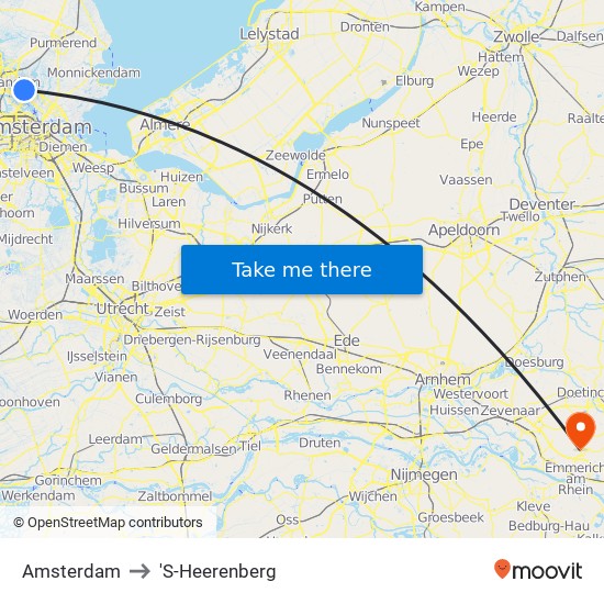 Amsterdam to 'S-Heerenberg map