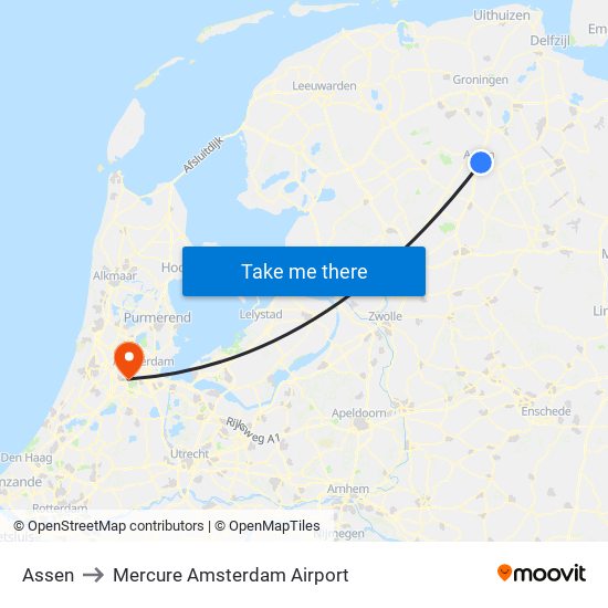 Assen to Mercure Amsterdam Airport map