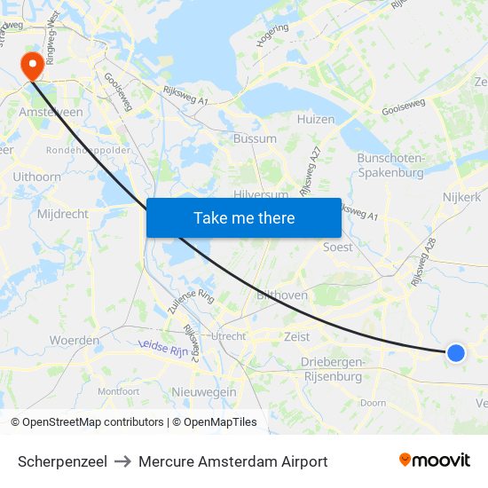 Scherpenzeel to Mercure Amsterdam Airport map