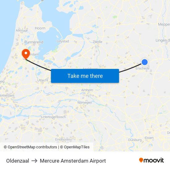 Oldenzaal to Mercure Amsterdam Airport map