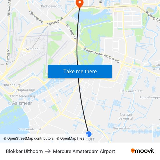 Blokker Uithoorn to Mercure Amsterdam Airport map