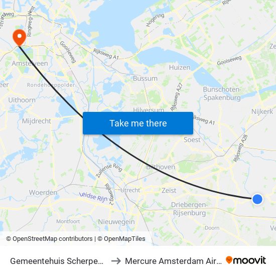 Gemeentehuis Scherpenzeel to Mercure Amsterdam Airport map
