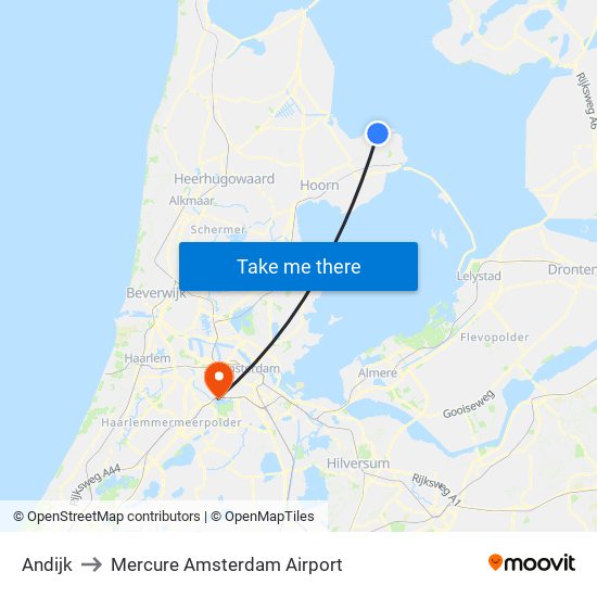 Andijk to Mercure Amsterdam Airport map