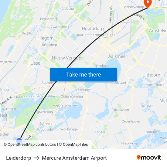 Leiderdorp to Mercure Amsterdam Airport map