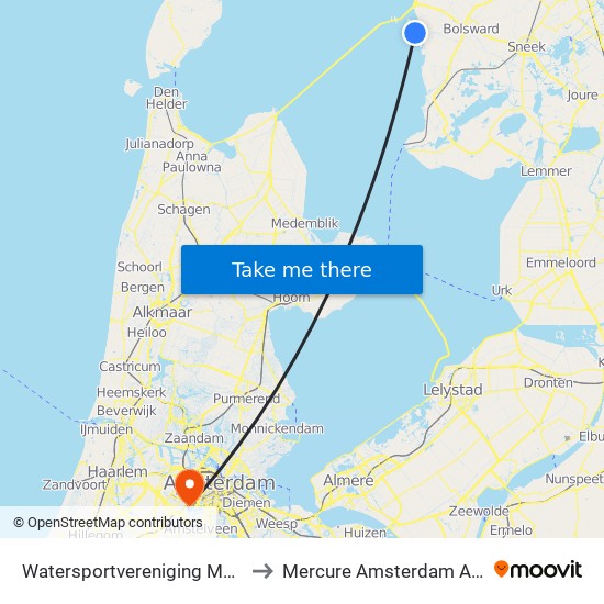 Watersportvereniging Makkum to Mercure Amsterdam Airport map